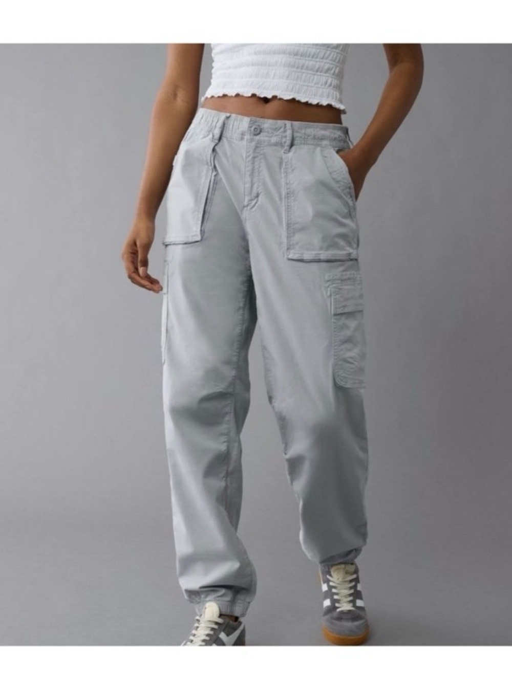 American Eagle Stretch High-Waisted Baggy Cargo Jogger Pants Size 18S
